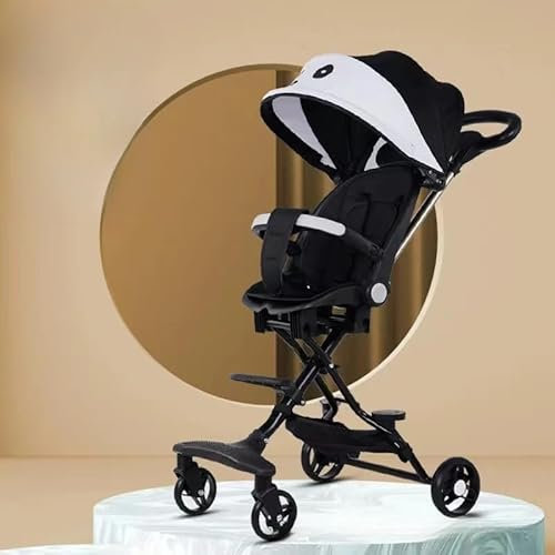 Kinderwagen 3 in 1, Babybuggy, kompakter Einhandbuggy mit One-Pull Harness, Einhand zusammenklappbar, Geräumige Sitz, Max 50 kg (Schwarz)