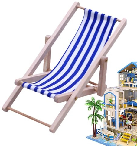 Miniatur-Wohnzimmerstuhl – Strandstuhl Miniatur, faltbare Sonnenliege für die Dekoration | Wohnzimmerstuhl Modell Bürodekoration Innen Außen Stuhl Spielzeug Möbelzubehör