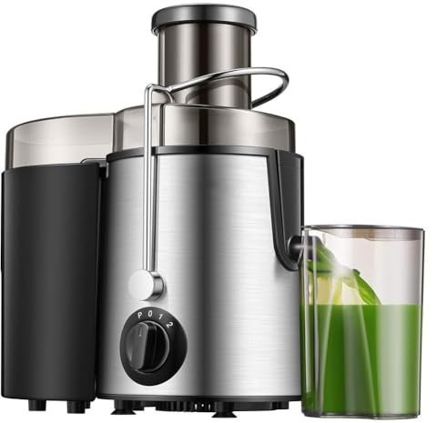 Extractor De Exprimidor De Masticación Lenta Fácil De Limpiar, Exprimidor De Prensa En Frío De Acero Inoxidable De 2 Velocidades con Vaso De Jugo para Zanahorias, Naranjas Y Apio De Verduras Y Frutas