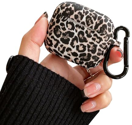 Reownest für AirPods 4. Generation (2024) Case, Süßes Ästhetisches Leopardenmuster Case aus Silikon stoßfest für Mädchen und Frauen mit Schlüsselanhänger für AirPods 4 –Dunkelbraun