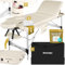 tectake® Massageliege 3 Zonen, Massagetisch, Massageliege klappbar, höhenverstellbare Aluminium Massageliege, Massagebett tragbar inkl. Zubehör, Kopfstütze, Armlehne, Tragetasche - beige