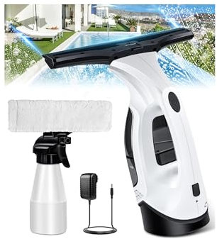 Sinbyuer Rechargeable Window Vacuum Squeegee Cordless, Electric Window Cleaner Tool Set with Detachable Water Tank & Spray Bottle, 2KPa Powerful Suction Glass Vacuum for Mirror, Car Windshield, Tiles