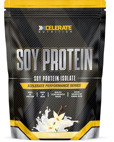Soy Protein Powder - 90% Plant-Based Protein for Lean Muscle Growth, Supports Weight Management & Digestive Health | 100% Vegan-Friendly, Gluten-Free - by XCelerate Nutrition (1Kg, Vanilla)