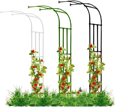 Halber Gartenbogen Rosenbogen Aus Metall Stabil Rankbogen Metall-Gartenspalier Für Pflanzen Zur Unterstützung Von Rosen, Die Torbogen-Gartendekoration(Weiß,W 150 x H 240 cm)