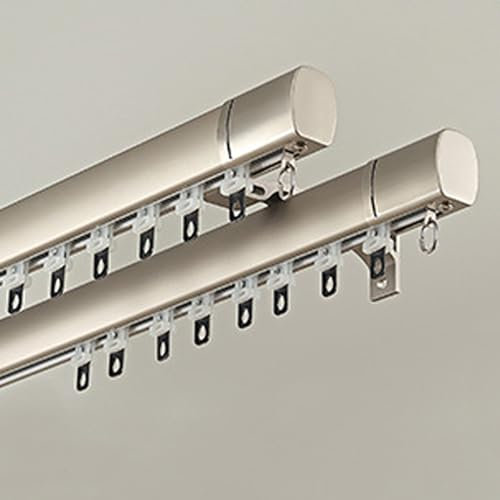 MZQMK Vorhangschiene, Gardinenstange Innenlauf 2-läufig, Industrial Vorhangstange Deckenmontage, Für Schiebevorhänge, Gardinen Und Vorhänge(Top-Loading Gray,7.7m/25.2ft)