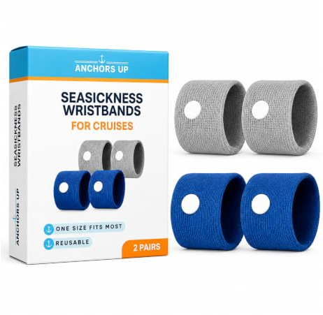 Akupressur-Armbänder gegen Seekrankheit, 2 Paar für Kreuzfahrt & Reise | 2 Paar (4 Stück) mit P6-Druckpunkt, wiederverwendbar, waschbar und mit Etui, für Erwachsene und Kinder