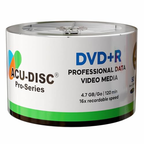 50 Pack ACU-DISC Pro-Video Data DVD+R Blank Discs 4.7GB 16x Speed 120 Mins (18346)