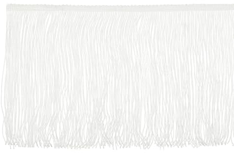 PATIKIL 20cm x 9m Fransenborte, Seide Fransen Geschnitten, Fransenband Dekoband für DIY Basteln Apparel Kleidung Kostüme Dekoration Tanzfransen zum Nähen (Weiß)