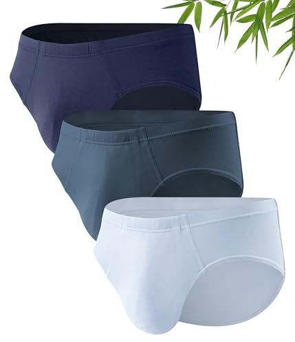 SUNCHIRI Inkontinenz Pants Männer 3er Pack, Waschbar Bambus Inkontinenz Slips mit Saugfähigem Pad 50 ml, Wiederverwendbar Unterhosen Auslaufsichere Unterwäsche Herren (3, Multicolor01, L)