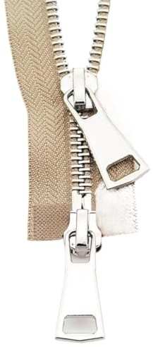 Zips 70/90cm Jacket Metal Zipper Double Slider Two-Way Zip DIY Clothing Garment Replacement Handmade Supplies(Beige,90cm)
