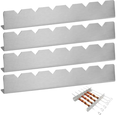 MINGBOLIN 4 Supports pour Brochettes Barbecue en Inox, 6 Encoches