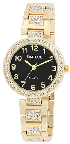 Excellanc Damenuhr aus Metall in Gold, in Einer Länge von 20 cm, Klassisches Design für Jede Frau