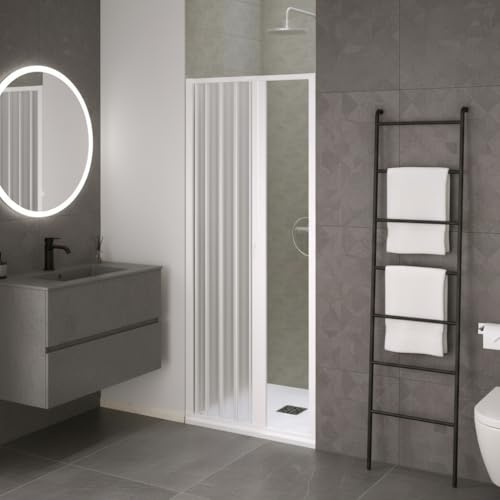 Parete doccia Armonibox Point a soffietto in PVC, Anticalcare, Riducibile, Resistente agli urti, Kit completo, Bianco pastello H 185 cm (BIANCO, 120X185)