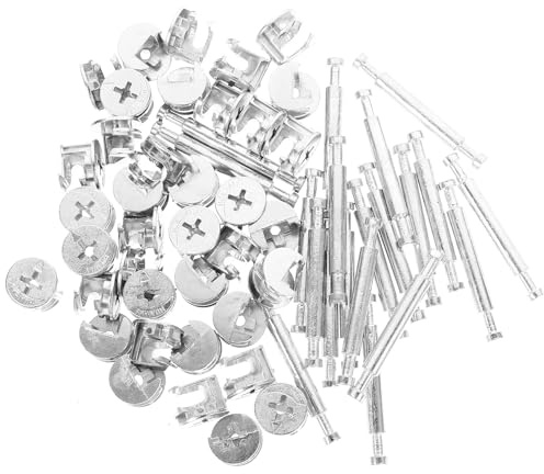 Toyvian Kit de 20 Connecteurs Doubles pour Meubles Métalliques 48 Mm, Ferrures à Came en Zinc, Chevilles de Liaison pour Armoires Cuisine, Fixations Fiables pour Assemblage et Réparation