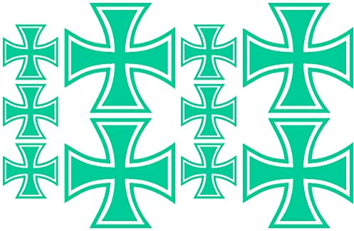 Samunshi® 10x Aufkleber Eisernes Kreuz im Set Bogen26x17cm türkis