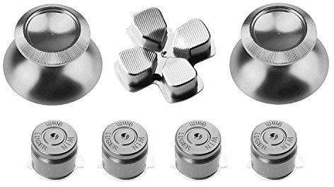 Gam3Gear Botón del metal de aluminio Thumbstick D-pad de bala Mod Conjunto para ps4 Controlador de plata