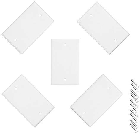 iMBAPrice Blank Wall Plate Outlet Cover for Thermoset/Box Mount/Wall Outlet/Light Switch and More - White (Pack of 5)