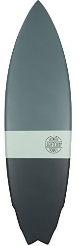 LIGHT BOARD CORP Truvalli Fish 3 Tone Epoxy-Future Surfboard, Dark Grey/Turquoises/Grey, 6'0