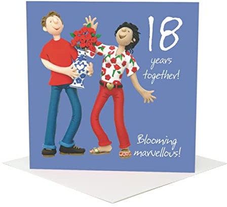 Holy Mackerel 18th Wedding Anniversary Card designed by Erica Sturla Card is 15cm square and blank inside