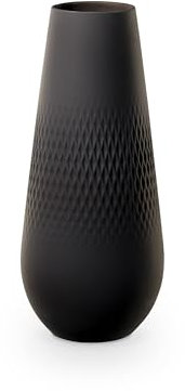 Villeroy & Boch – Manufacture Collier Noir Vase Carré No. 3, Vase Schwarz Matt Hoch, Hohe Vase Für Pampasgras, Bodenvase, Rosenvase, Vase Schmal Schwarz, Deko Keramik, Große Vase, Premium Porzellan