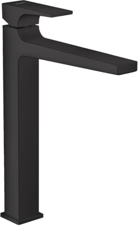 hansgrohe Wasserhahn Metropol, wassersparende Armatur mit Komfort-Höhe 260mm mit Push-Open Ablaufgarnitur, Mattschwarz