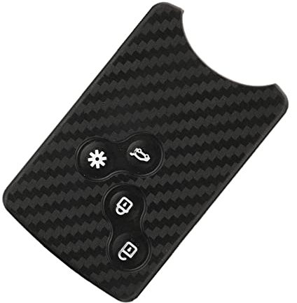 Happyit Couverture de Cas de Clé de Voiture en Silicone Souple à Motif en Fibre de Carbone pour Renault Kadjar Clio Scénic Mégane R.S. Scenic Duster Sandero Captur Twingo Koleos (4 Boutons A)