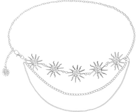 MEGAUK Damen Retro Kettengürtel Münzgürtel Fransen Bauchtanz Gürtel Metall Taillengürtel Hüftgurt