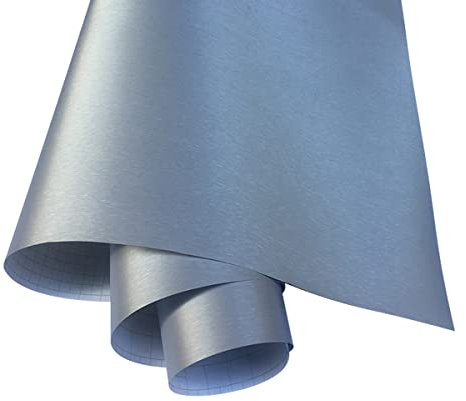 Cozylkx Selbstklebende Folie Aus Gebürstetem Metallic Vinyl, 50 cm × 100 cm, Auto Motorrad Styling Vinylfolie, Lackschutzfolien,Silber