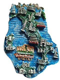 3D-Kühlschrankmagnet in Kartenform, Rimini, Kunstharz, handgefertigt, für Zuhause und Küche, Dekoration