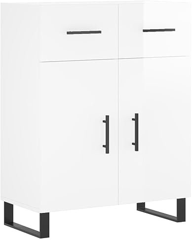 vidaXL Sideboard, Schrank mit Stauraum Metallbeine, Kommode Anrichte für Wohnzimmer, Beistellschrank Standschrank, Modern, Hochglanz-Weiß Holzwerkstoff