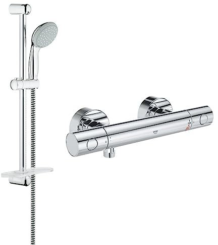 Grohe - Mitigeur thermostatique douche Grohtherm 800 + barre de douche + porte savon + douchette Tempesta
