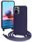 FERLAN Coque avec Cordon pour Xiaomi Redmi Note 10 4G,Ultra Mince Antichoc Silicone Liquide Souple Étui avec Cordon Souple Doux Portable Lanyard Couverture Protection,Bleu Profond
