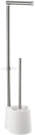 Escobillero Portarrollos de Baño de Acero Inoxidable Blanco Minimalista para Cuarto de Baño Vitta, de Pie (Blanca)