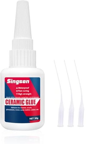 Ceramic Glue, 30g Ceramic Super Glue for Porcelain and Pottery Repair, Fast Drying, Heat Resistant, Waterproof Strong Adhesive for Bonding Ceramic, Dishes, Tiles, DIY Crafts