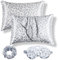 mossFlos Satin-Kissenbezüge für Haar und Haut, Leopardenmuster mit Hotelverschluss, Satin-Seiden-Kissenbezüge (Silber, King-Size), 2 Stück