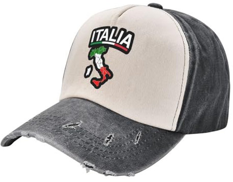 Generic Baseballkappe Italienische Italien Italia Flagge Vintage Basecap Verstellbar Trucker-Kappe Sonnenschutz Baseballkappe Für Herren Damen, Für Reisen, Wandern, Sport, 55-59cm