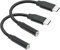 USB C to 3.5mm Headphone Jack Adapter Cable 2inch, USB Type C Male to 1/8'' 3.5mm Female Aux Audio Dongle Cable Cord, for USB Type C Port Cell Phone Not Have a 3.5mm Audio Output Device(Black)
