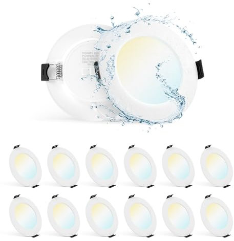 Gr4tec LED Einbaustrahler 230V Flach, 12 x 5W LED Spot IP44 Warmweiß 3000K Neutralweiß 4000K Kaltweiß 6000K, Deckenspots Badezimmer Loch 75-90mm, Spot Deckenleuchte 400LM, Einbauleuchten für Bad Küche