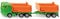 siku 1685, LKW mit Kippmulde und Kippanhänger, Metall/Kunststoff, Grün/Orange, Kippbare Mulden mit öffenbaren Klappen