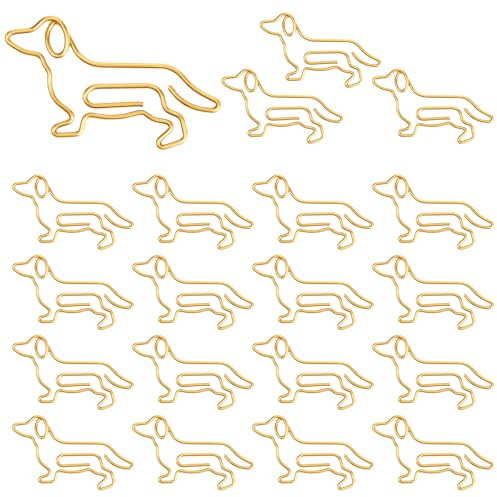 20 Stück Büroklammern Tiereform Lesezeichen, Büroklammern Motiv Dackelform Niedliche Hund Büro Klammern Süße Papierklammern Metall, Cartoon Süße Büroklammern Für Büro Schule Notebook Bürobedarf Orange