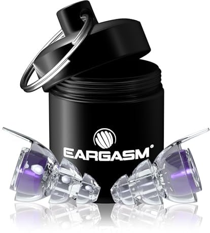 Eargasm High Fidelity Hyperviolet Purple Tapones para los oídos para conciertos, festivales, músicos, DJ, vida nocturna y protección auditiva para motocicletas. Reducción de ruido de hasta 21 dB.
