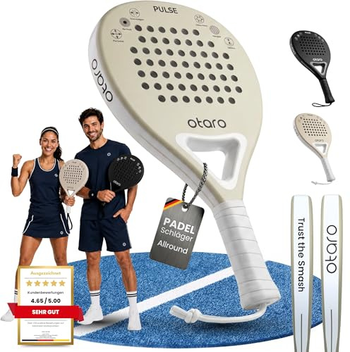OTARO Padelschläger für Anfänger & Fortgeschrittene | Ultraleicht & ausbalanciert | Padel Schläger Carbon & Glasfaser mit Eva Kern für hohe Kontrolle und Power | Padel Racket mit komfortablem Griff