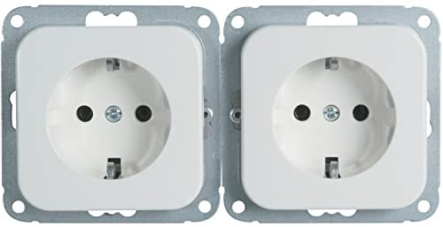 OPUS® 1 Schutzkontakt-Steckdose „2 + 3-fach“ Ausführung 2-fach, Berührungsschutz nein, Farbe reinweiß