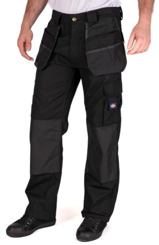 Lee Cooper Workwear LCPNT216 Mens Multi Pocket with Knee Pad Pockets Fixed Holster Work Cargo Trouser,Black,38W/33L