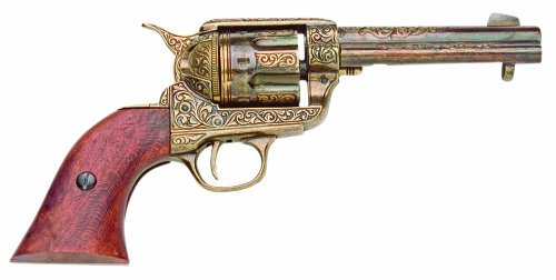 Deko Waffe 45er Colt Peacemaker, schwarz-messingfarben