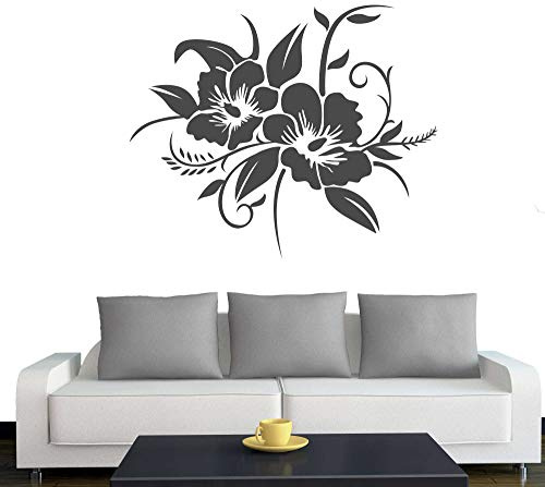 A690 Wandtattoo Hibiskusblüte 50cm x 41cm anthrazit (erhältlich in 40 Farben und 4 Größen)
