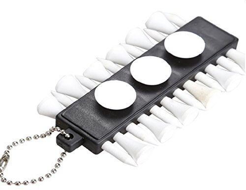 LL-Golf ® Teehalter mit 12 Tees und 3 Ballmarkern/Tee Holder mit Golfball Marker/mit Clip zum Anbringen am Golfbag oder Gürtel