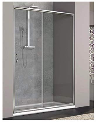 Cabine de douche en verre transparent trempé de 6 mm pour un côté du lieu de portes latérales coulissantes – Réversible droite/gauche, largeur 100 cm, hauteur 190 cm