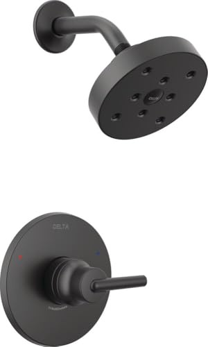 DELTA FAUCET T14259-BL Trinsic 14 Series Function Trim Kit with Single-Spray H2Okinetic Shower Head Nur Dusche, matte black, Without Rough