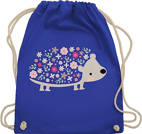 Turnbeutel Rucksack - Ostergeschenk Ostern - Süßer Igel Frühlingstiere mit Blumen - Unisize - Royalblau - turnsäckchen mädchen ostermotiv hedgehog juterucksäcke tasche tiermotiv ostergeschenke